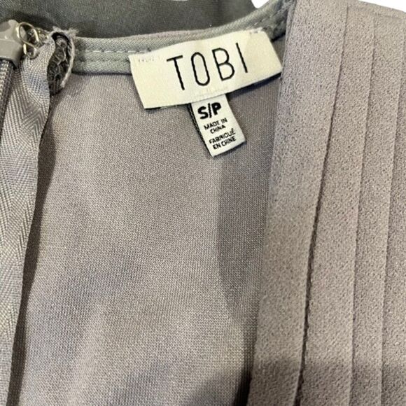 Tobi Ava Lilac Grey Bodycon Long Sleeved Split Hem Deep Plunge Dress Size Small - Picture 5 of 10